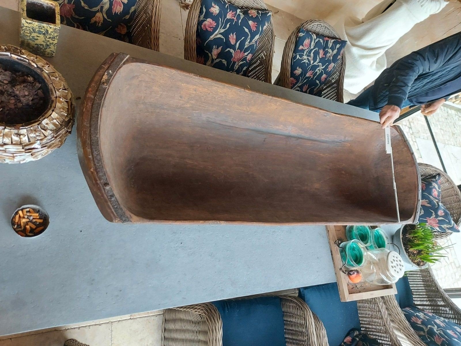2 Antieke XXL Houten Troggen met Smeedijzer Beslag, Ophalen