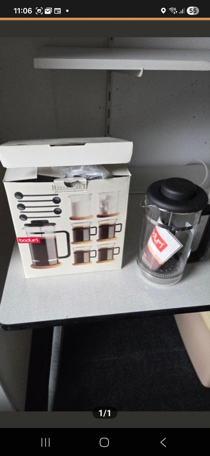 Bodum Bistro Set: French Press & Koffieglazen, Nieuw, Bodum, Ophalen of Verzenden, Zwart