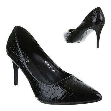 Zwarte pumps met krokodillenprint - 6 paar, Pumps, By swan, Zwart, Nieuw