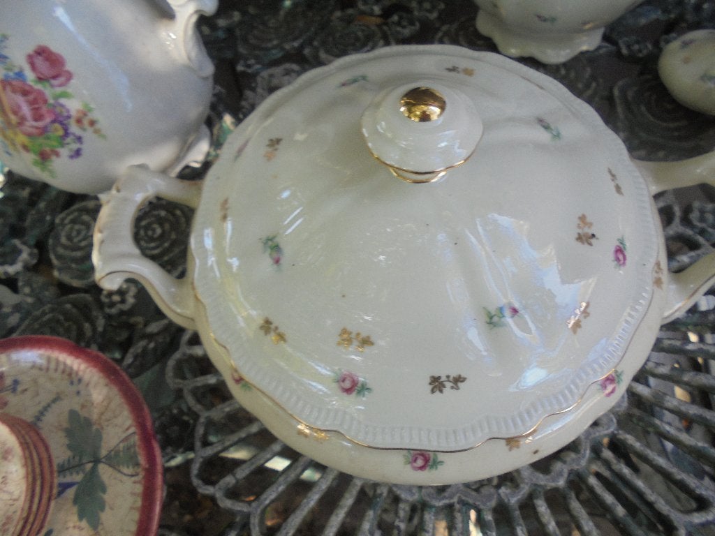 Dekschaal PMR Jaegerle Bavaria met roze knop roosjes, Antiek en Kunst, Ophalen of Verzenden