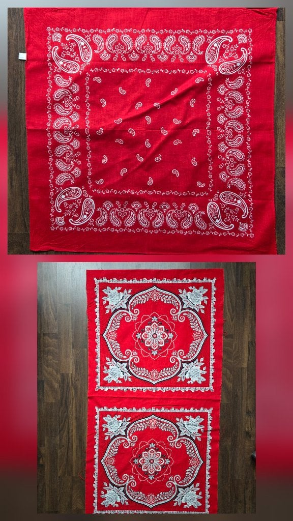 3x rode bandana’s / boerenzakdoek rood paisley rozen, Ophalen of Verzenden, Nieuw, Sjaal