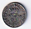 3  pence  1918   Engeland. km. 813, Ophalen of Verzenden, Overige landen, Losse munt, Zilver