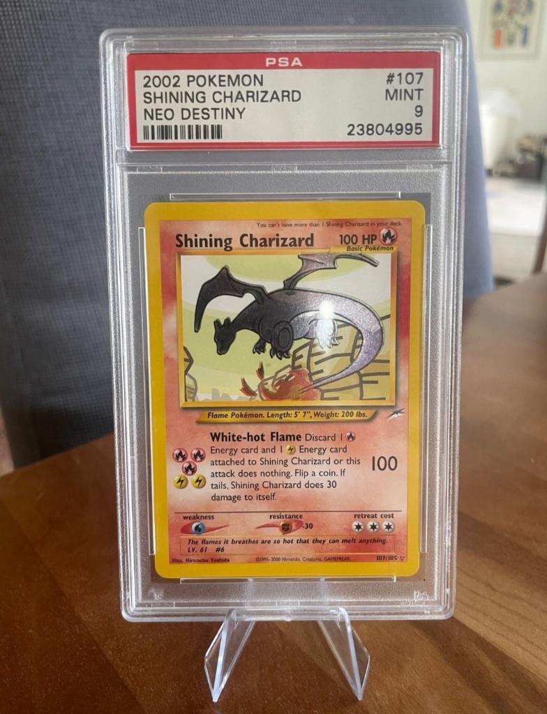 Shining charizard neo 2002 psa 9, Hobby en Vrije tijd, Verzamelkaartspellen | Pokémon, Ophalen of Verzenden, Zo goed als nieuw