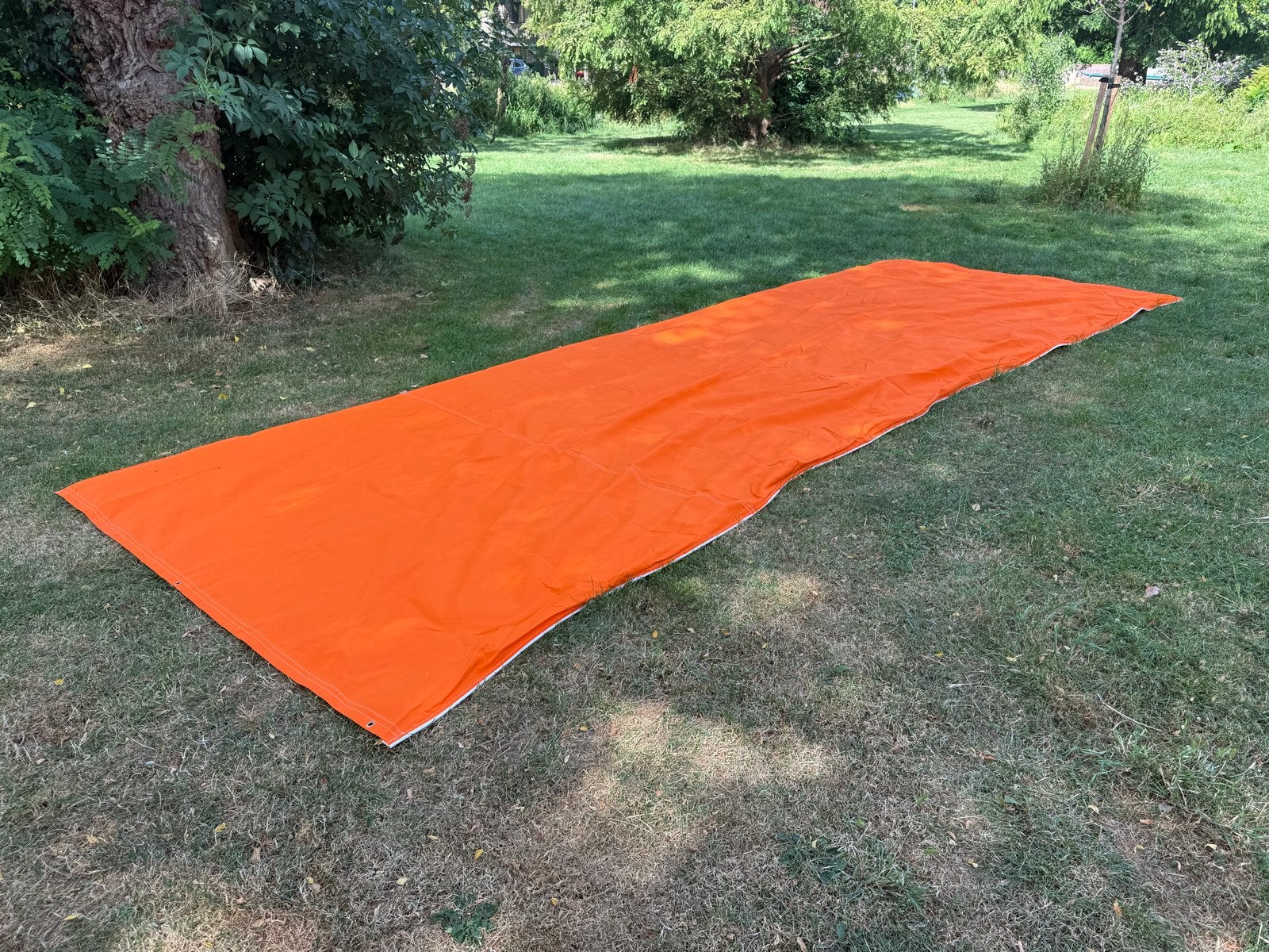 Mooie retro oranje luifel voor (sta)caravan of camper, Ophalen, Zo goed als nieuw