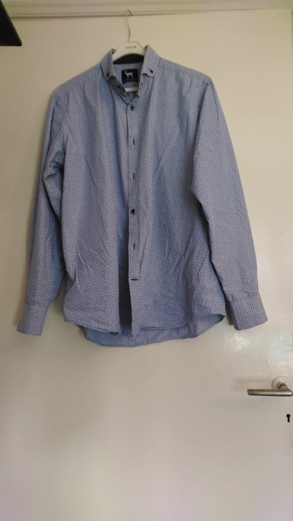 BLUMFONTAIN Overhemd Blauw Sterren strepen L 41 42, Blauw, Ophalen of Verzenden, Halswijdte 41/42 (L), Blumfontain