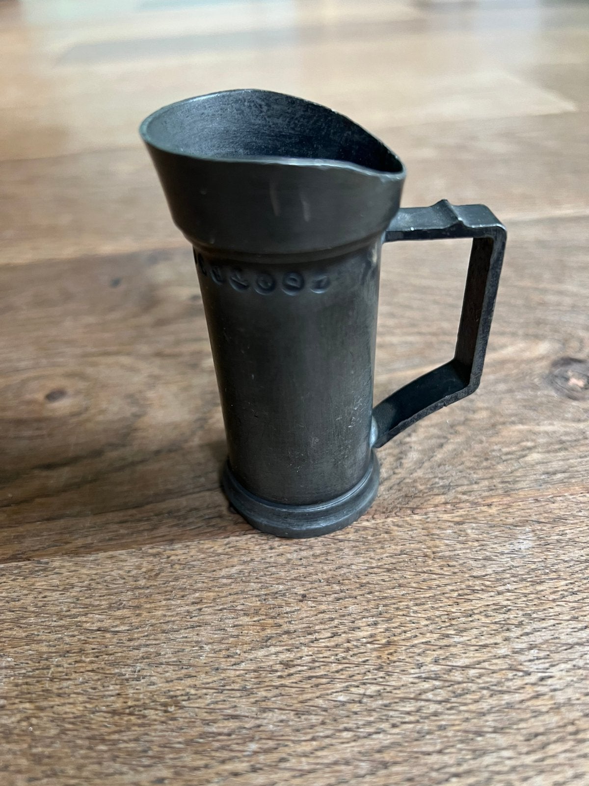 Antieke tinnen maatbeker - 1/2 deciliter engeltjestin, Ophalen of Verzenden