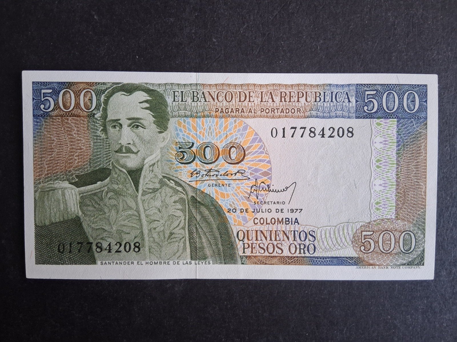 500 pesos Colombia unc 1977, Ophalen of Verzenden, Zuid-Amerika, Los biljet