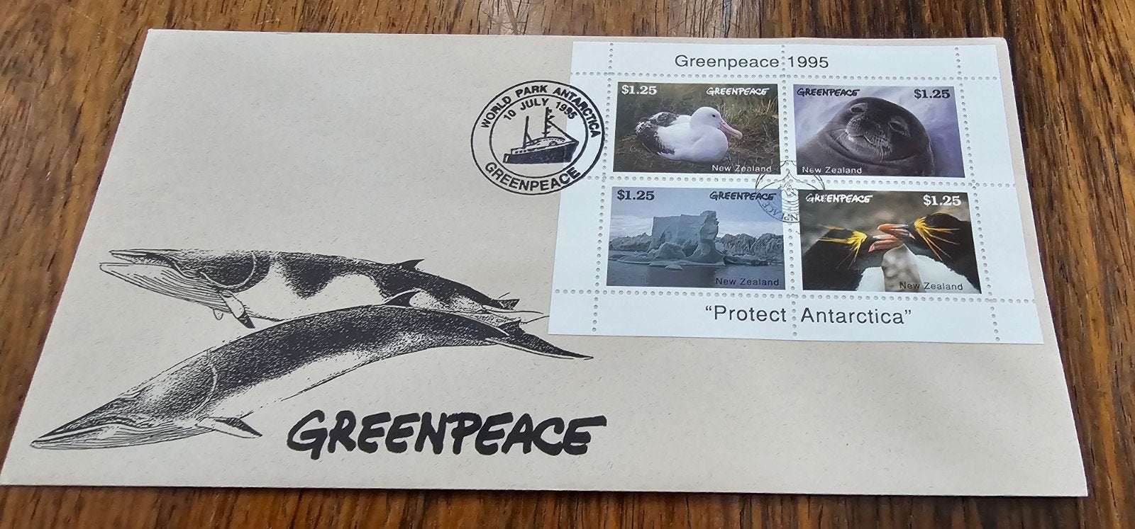 Greenpeace expeditie Antarctica envelop met postzegels, Verzenden
