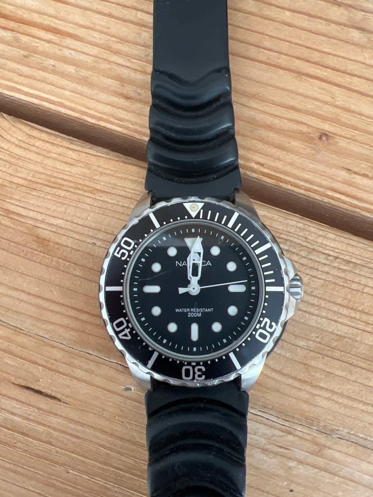 Nautica Water Resistant 200M duikhorloge, Sieraden, Tassen en Uiterlijk, Horloges | Heren, Overige merken, Gebruikt, Staal, Polshorloge
