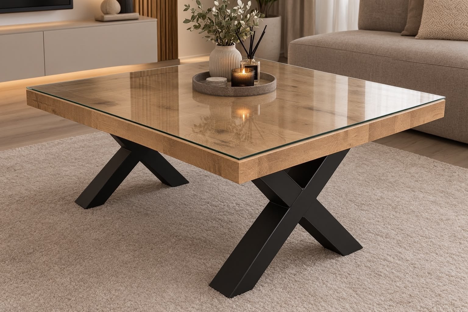Luxe Milton Salontafel - 130x70 cm - Olie Naturel, Ophalen, 100 tot 150 cm, 50 tot 100 cm, Zo goed als nieuw