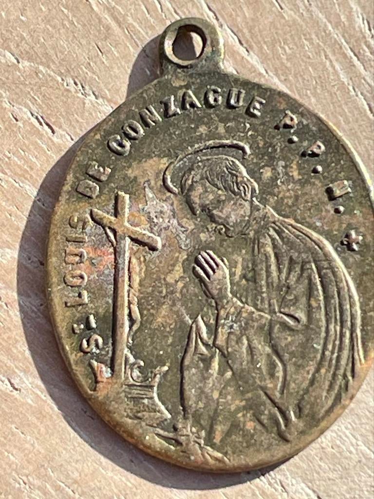 Antieke medaille Sint Aloysius Gonzaga, Ophalen of Verzenden