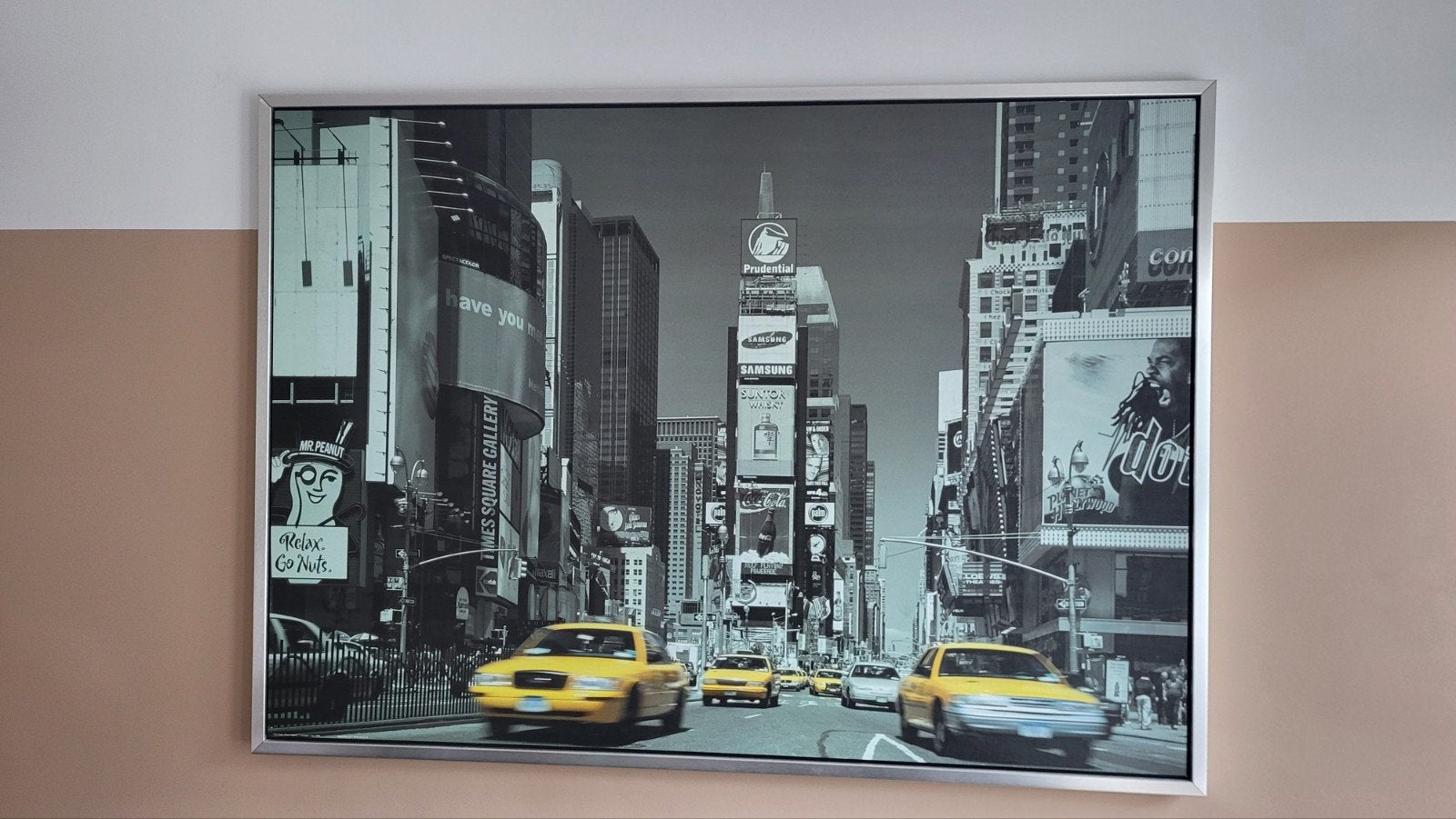 Times Square New York Canvas inclusief lijst, Huis en Inrichting, Ophalen, Zo goed als nieuw, 100 tot 125 cm, Schilderij