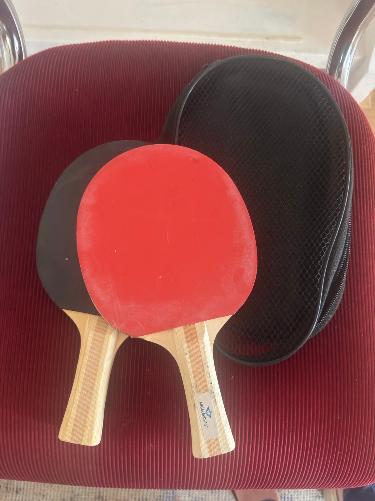 Angel Sports Pingpong Batjes met Opbergzakje - Z.g.a.n., Sport en Fitness, Tafeltennis, Ophalen of Verzenden, Zo goed als nieuw