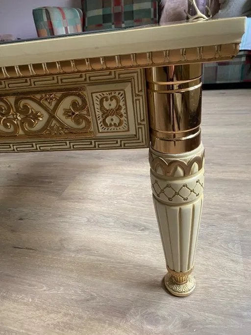 Versace Salontafel met Glazen Blad - Luxe Design, Huis en Inrichting, Gebruikt, 100 tot 150 cm, Glas, 50 tot 100 cm