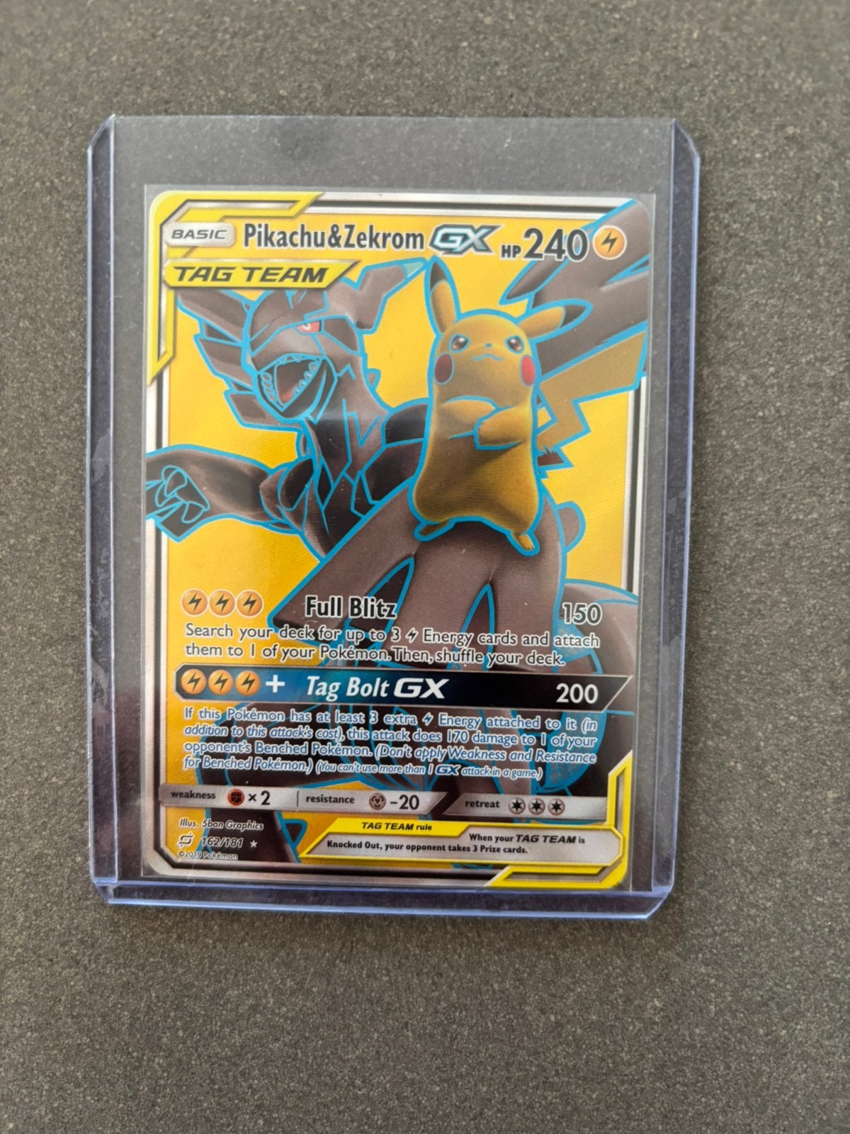 Pokemon Pikachu & Zekrom GX - 162/181, Ophalen of Verzenden, Zo goed als nieuw