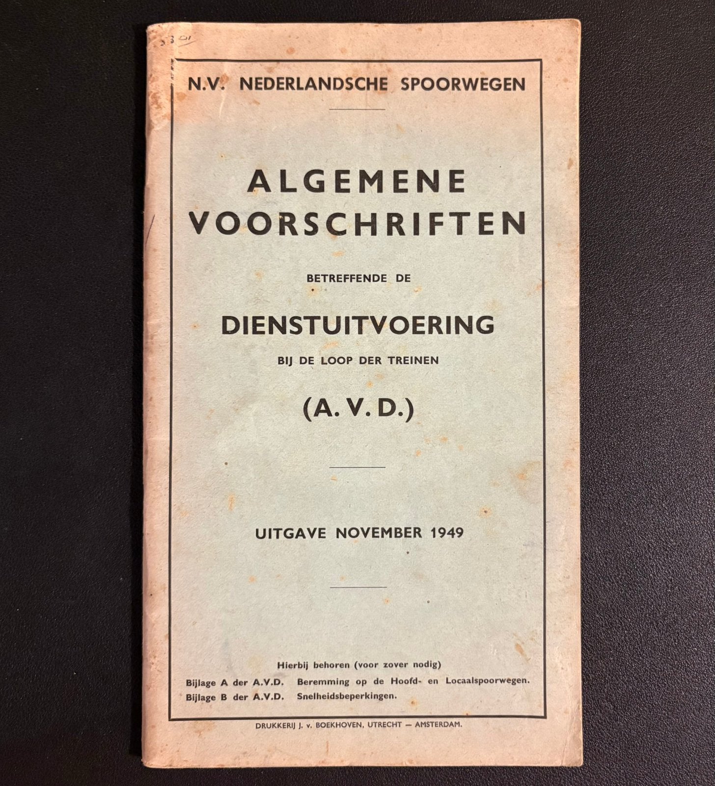 Alg. voorschriften dienstuitvoering loop der treinen (1949), Ophalen of Verzenden, Gebruikt, Trein, Boek of Tijdschrift