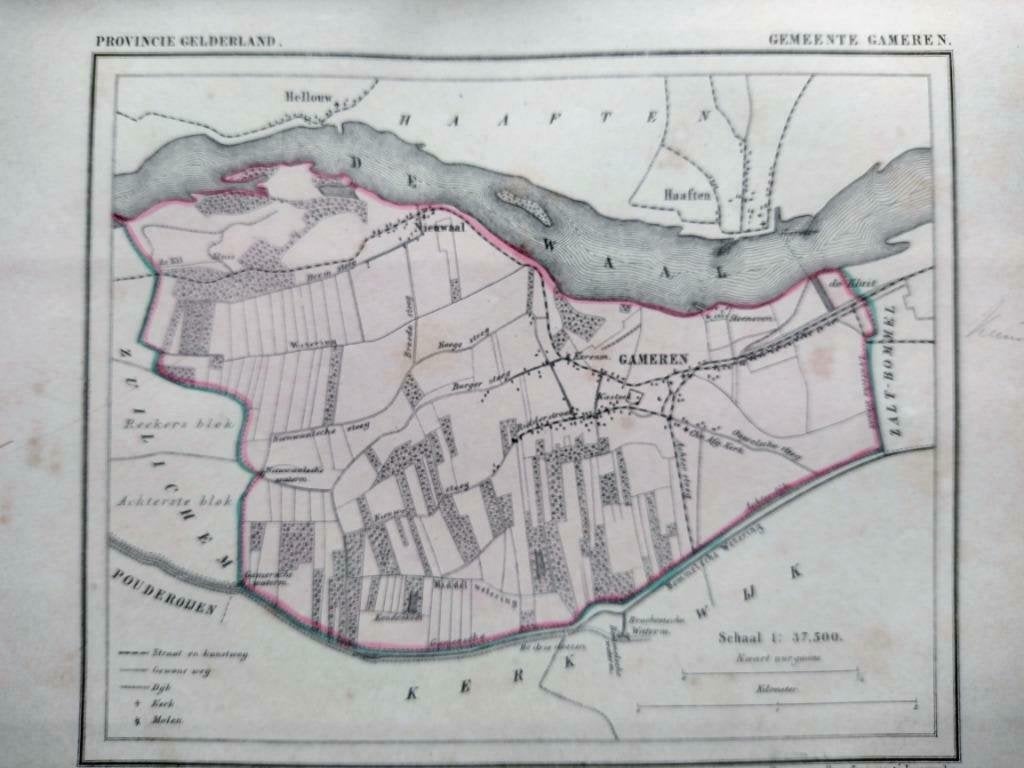 078 / Gameren / Nieuwaal  / Litho 1867 Kuyper  GLD, Antiek en Kunst, Ophalen of Verzenden