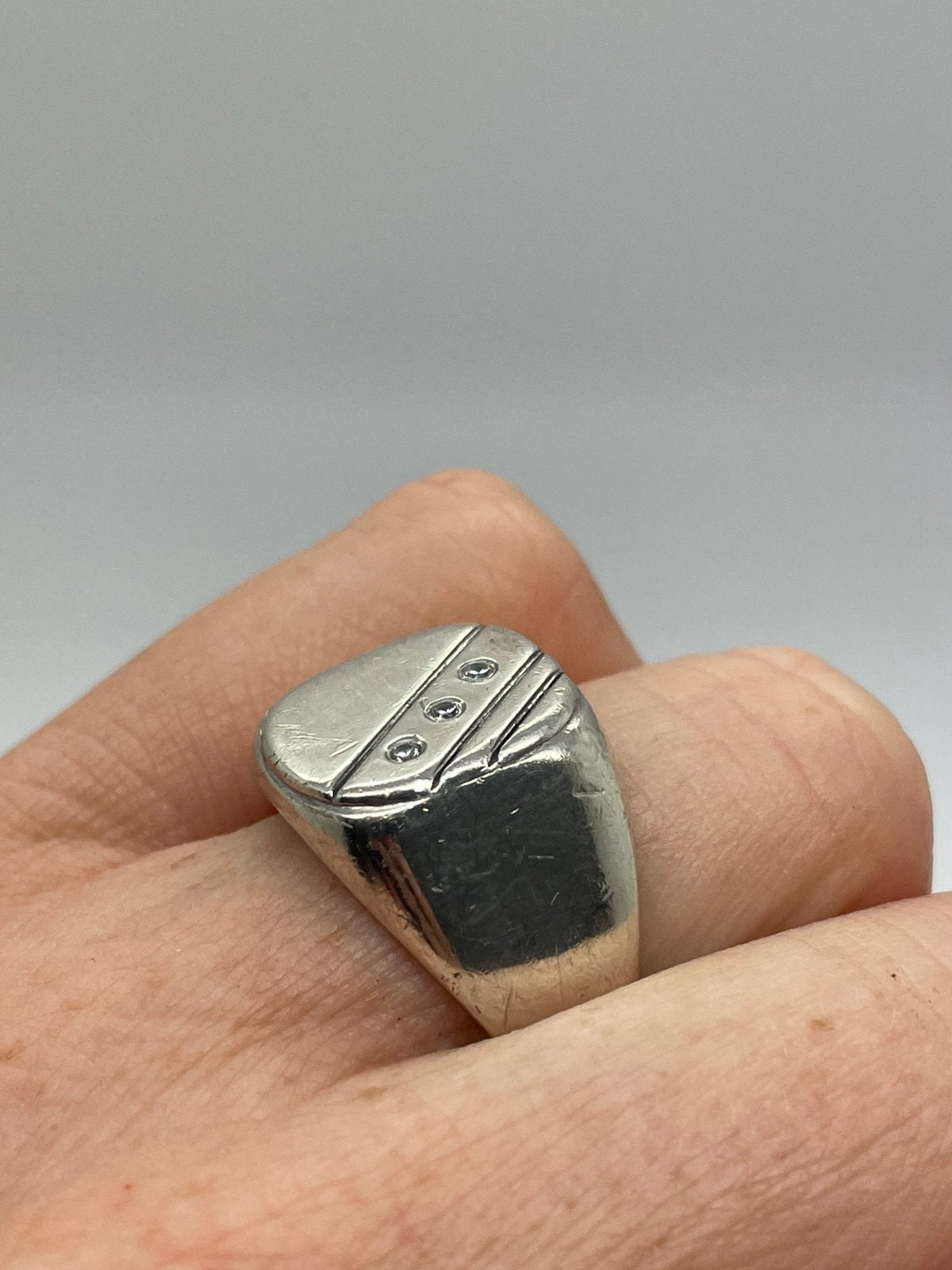 E477 Prachtige zilveren zegelring maat 20,5, Ophalen of Verzenden, Zilver, Ring