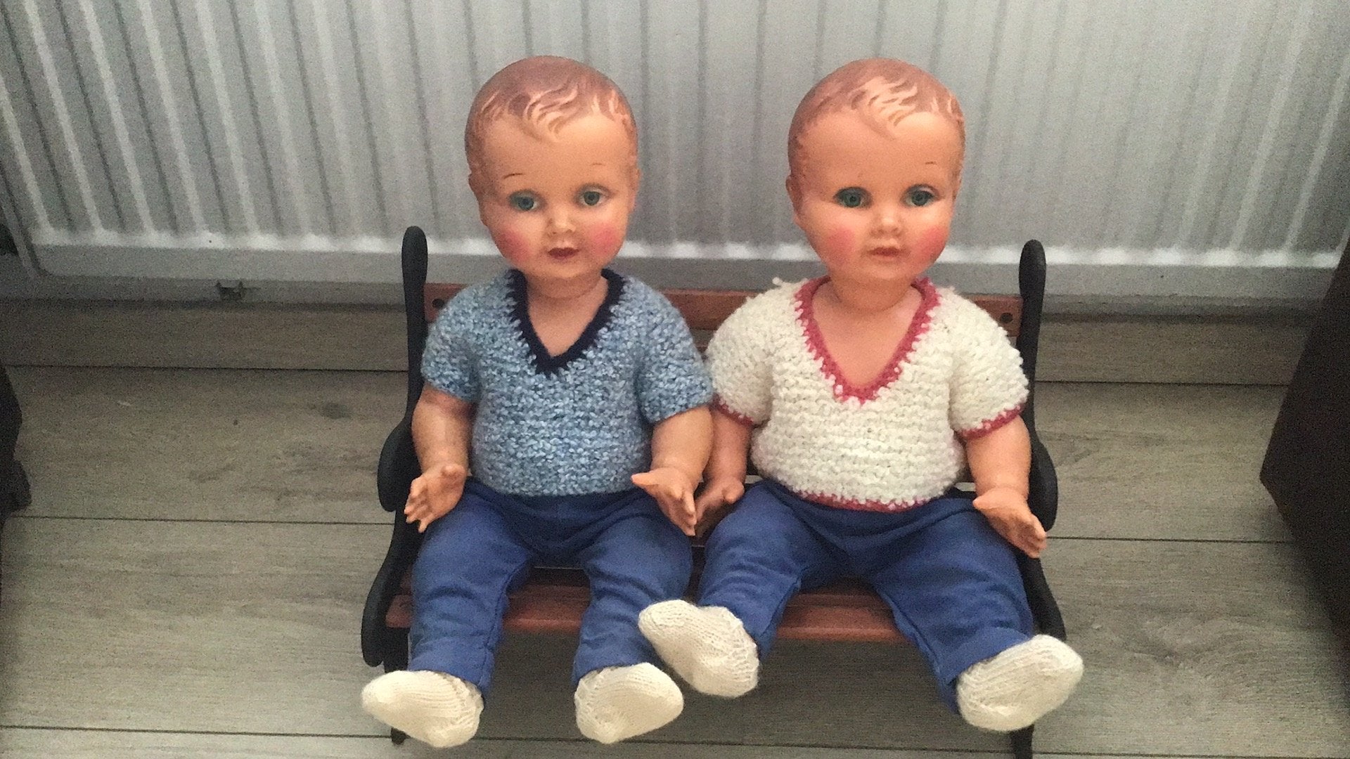 2 oude poppen, Ophalen of Verzenden, Gebruikt, Pop