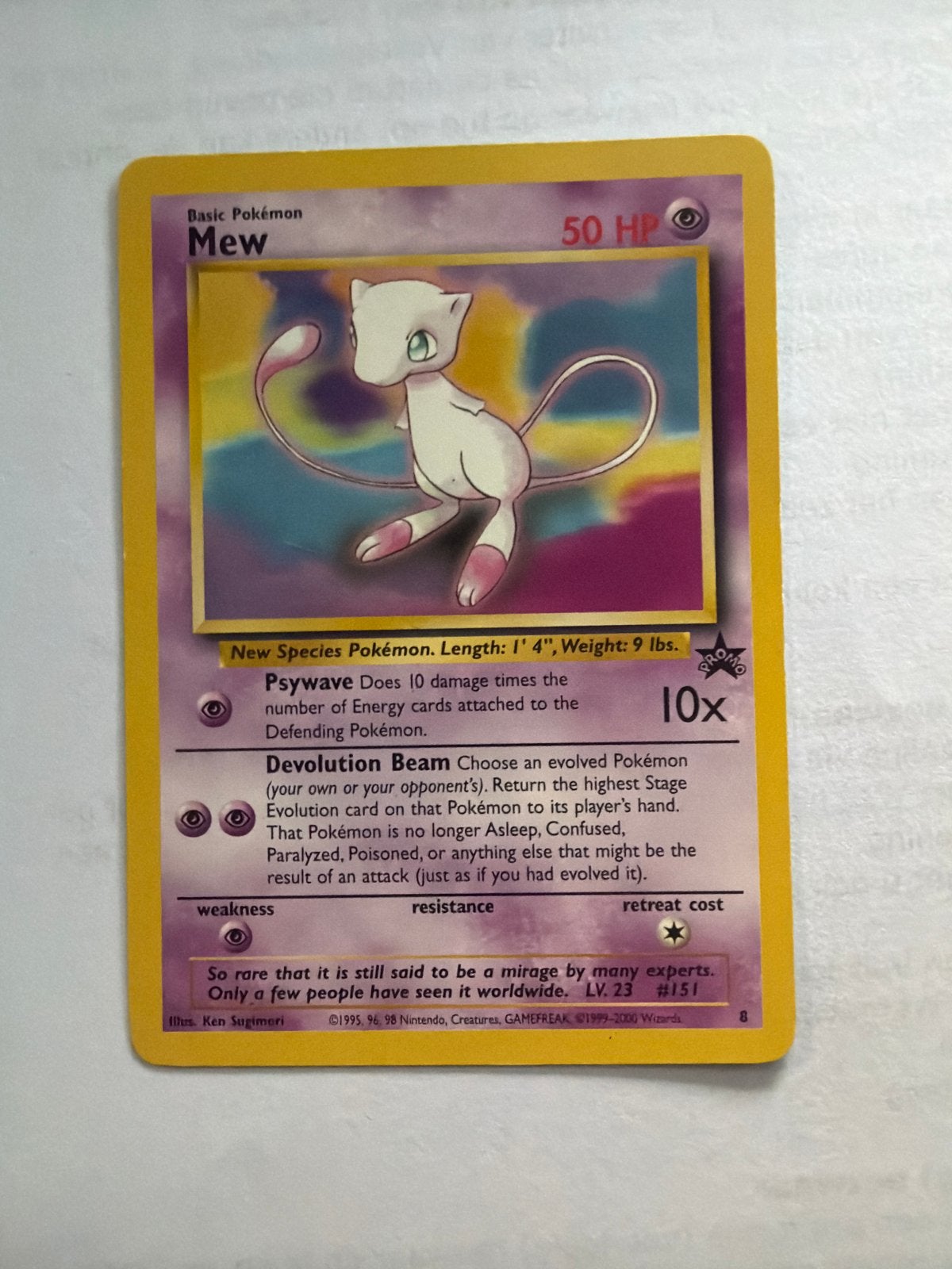 Mew Pokémon kaart (Wizards Black Star Promo #8), Hobby en Vrije tijd, Ophalen of Verzenden, Zo goed als nieuw, Losse kaart