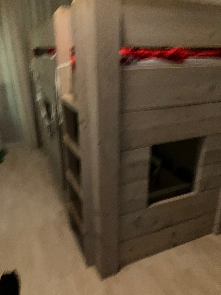 Steigerhouten hoogslaper, Ophalen, Gebruikt, Eenpersoons, 160 tot 180 cm