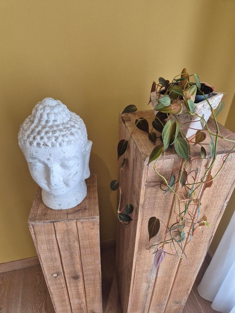 Robuust decoratief boeddha sculptuur ( steen/beton ), Gebruikt, Steen/keramiek, 33 cm, Ophalen of Verzenden