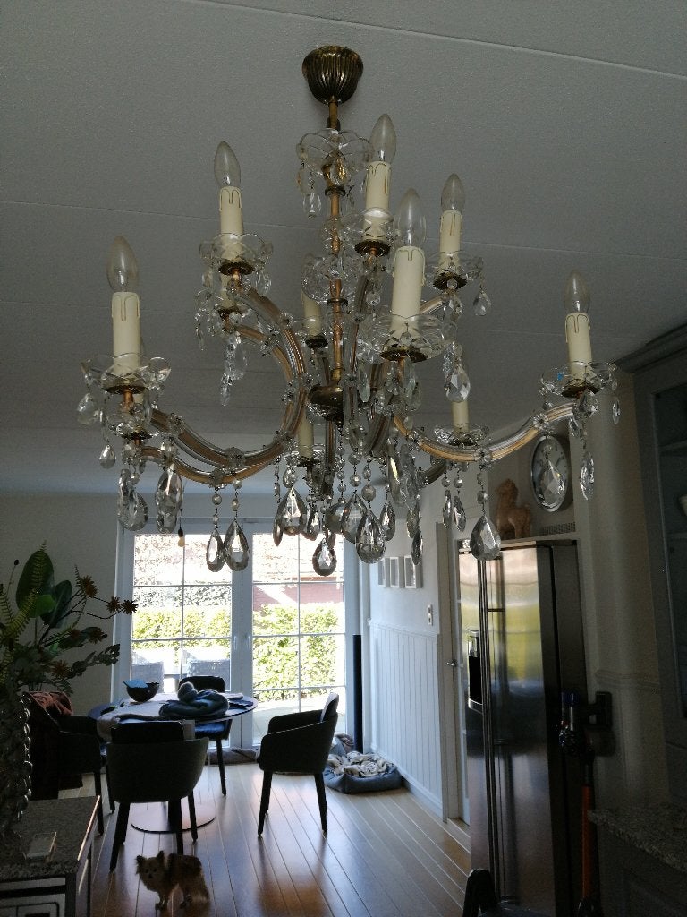 Kristallen Kroonluchter, Huis en Inrichting, Lampen | Kroonluchters, Ophalen, Zo goed als nieuw, Klassiek, E14 (klein)
