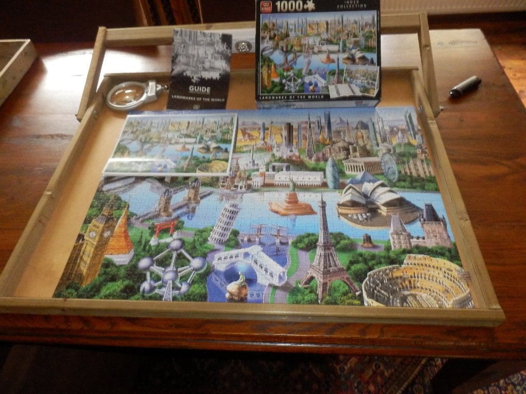 King legpuzzel Landmarks of the World:::::1000stukken., Ophalen of Verzenden, 500 t/m 1500 stukjes, Zo goed als nieuw, Legpuzzel