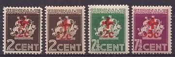Suriname NVPH nr 202/5 postfris Rode Kruis 1942, Ophalen of Verzenden, Postfris