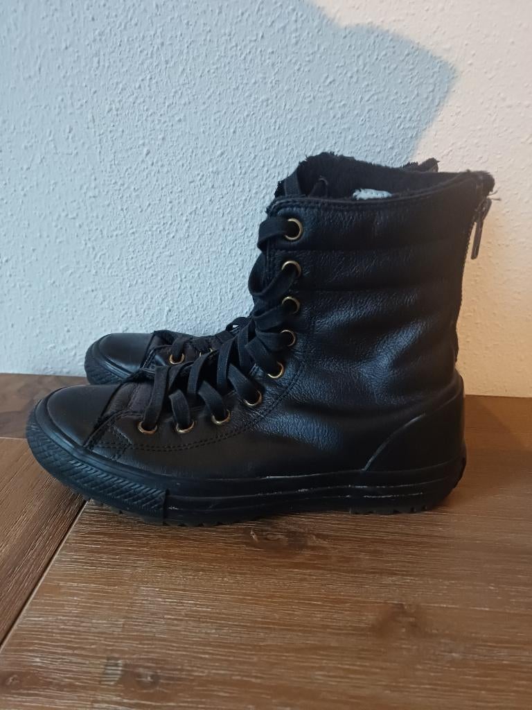 Converse Chuck Taylor All Stars leer, Zwart, Ophalen of Verzenden, Sneakers of Gympen, Converse All Stars