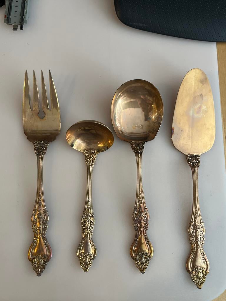 Antiek vergulde Royal Sealy bestekset - 4 stuks. 24k G.P., Ophalen of Verzenden