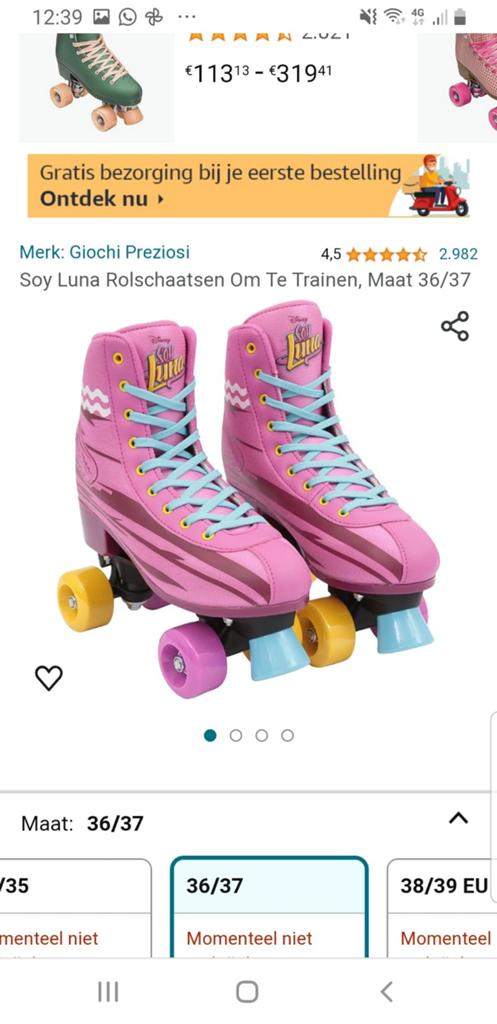 Soy Luna , trainigs Rolschaatsen, Maat 37, Z.G.A.N, Ophalen, Zo goed als nieuw