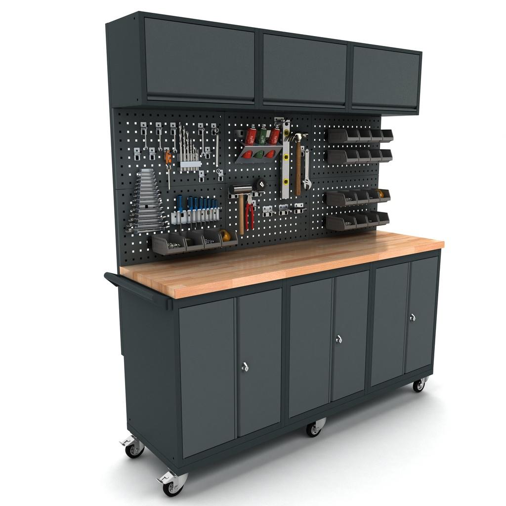 Verrijdbare werkbank 3x 2 deuren kast incl. gereedschapswand, Ophalen, Nieuw