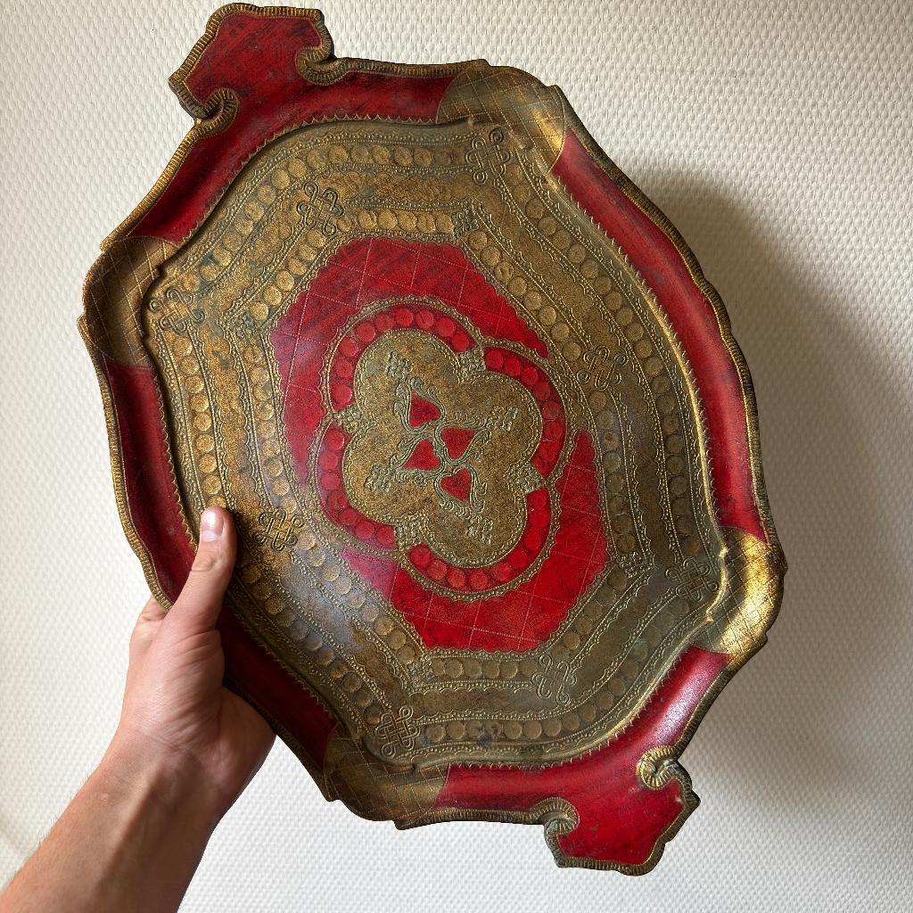Vintage Gebruikt Venetiaans Houten Dienblad, Italiaans, Ophalen of Verzenden, Gebruikt, Overige vormen, Hout
