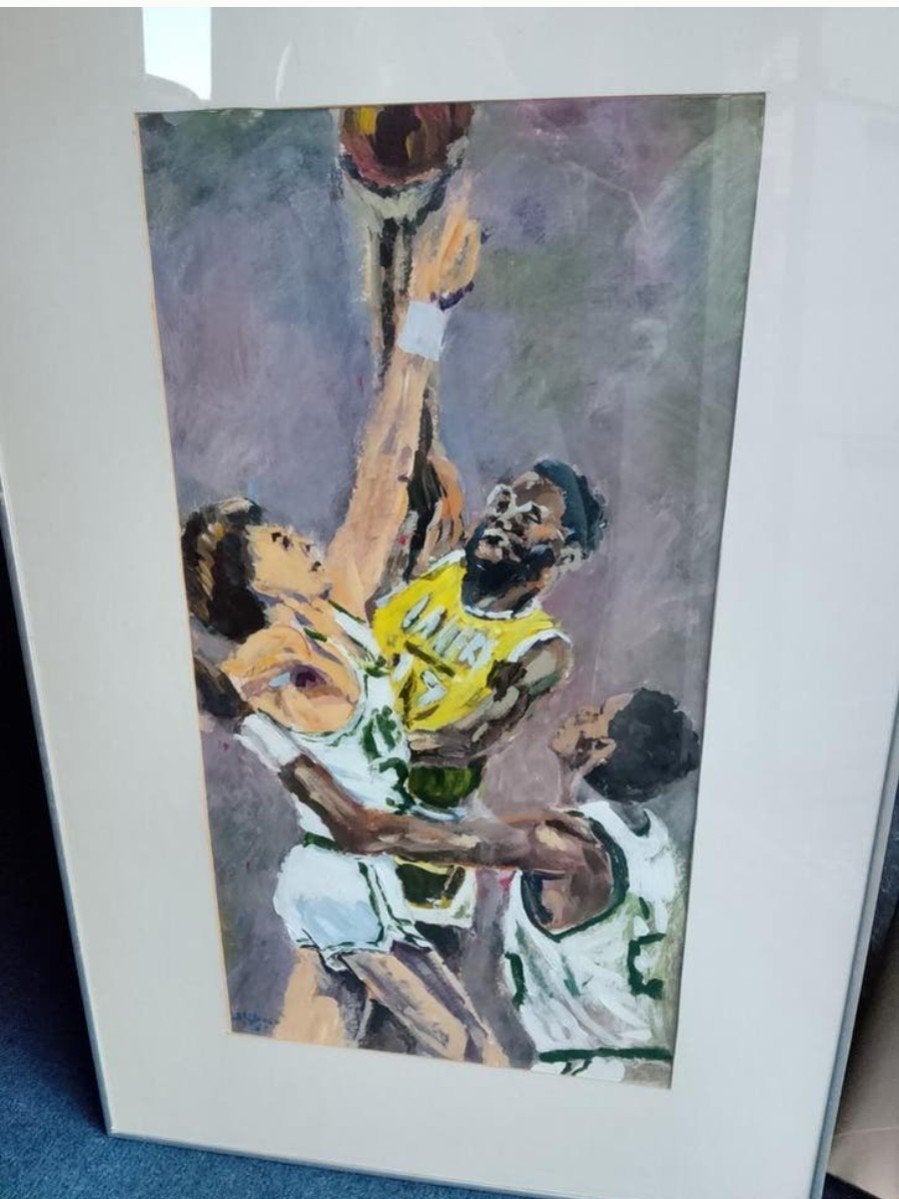 Pastelkrijt werk met oa Kareem Abdul-Jabbar. Basketbal., Ophalen of Verzenden, Krijttekening