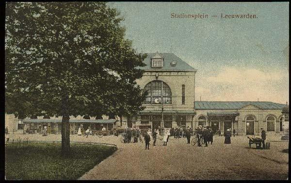 Leeuwarden - Stationsplein - Friesland, Ophalen, Voor 1920, Gelopen, Friesland