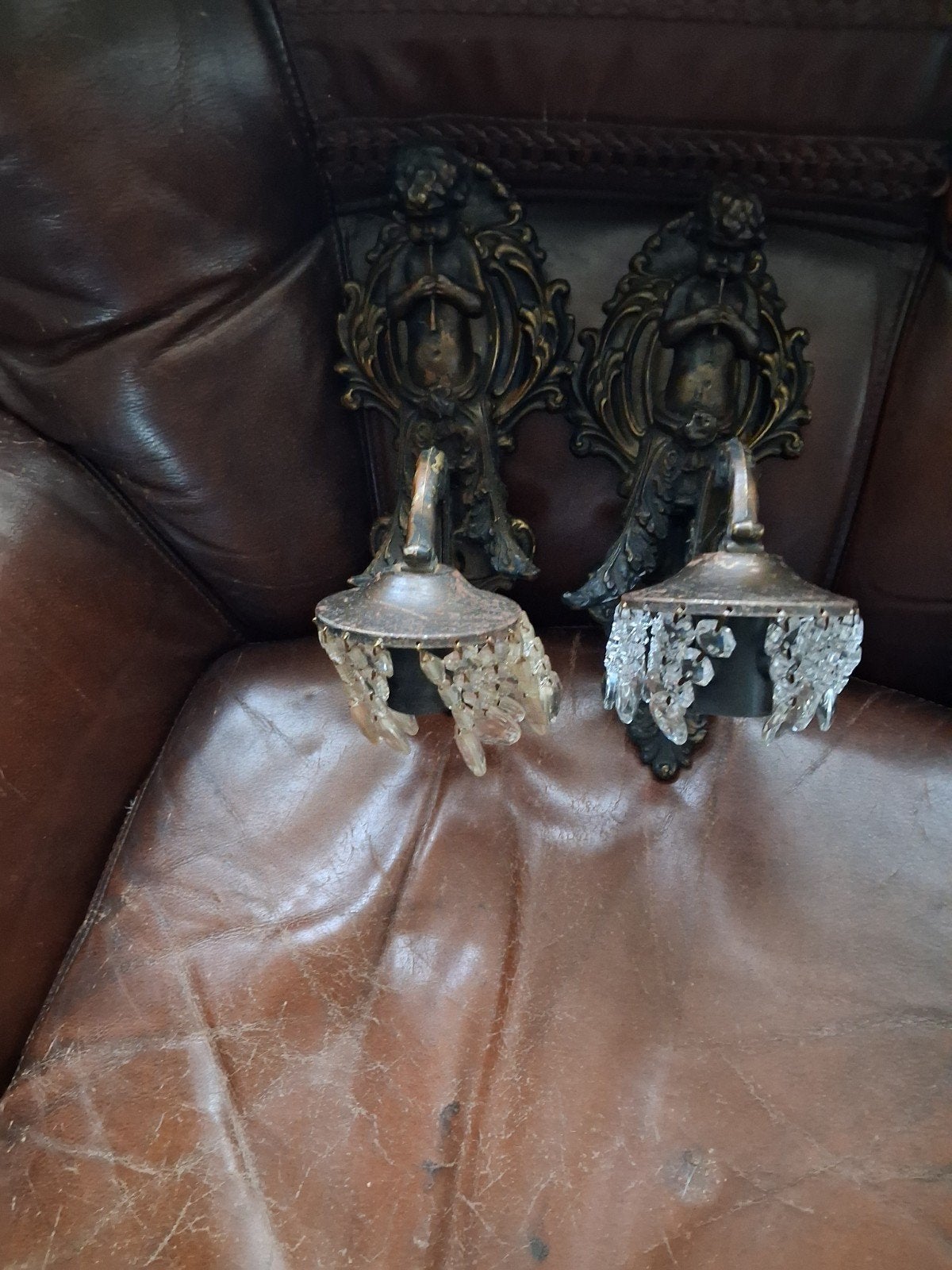 te koop 2 wand lampen met klinkels en engelen., Ophalen of Verzenden
