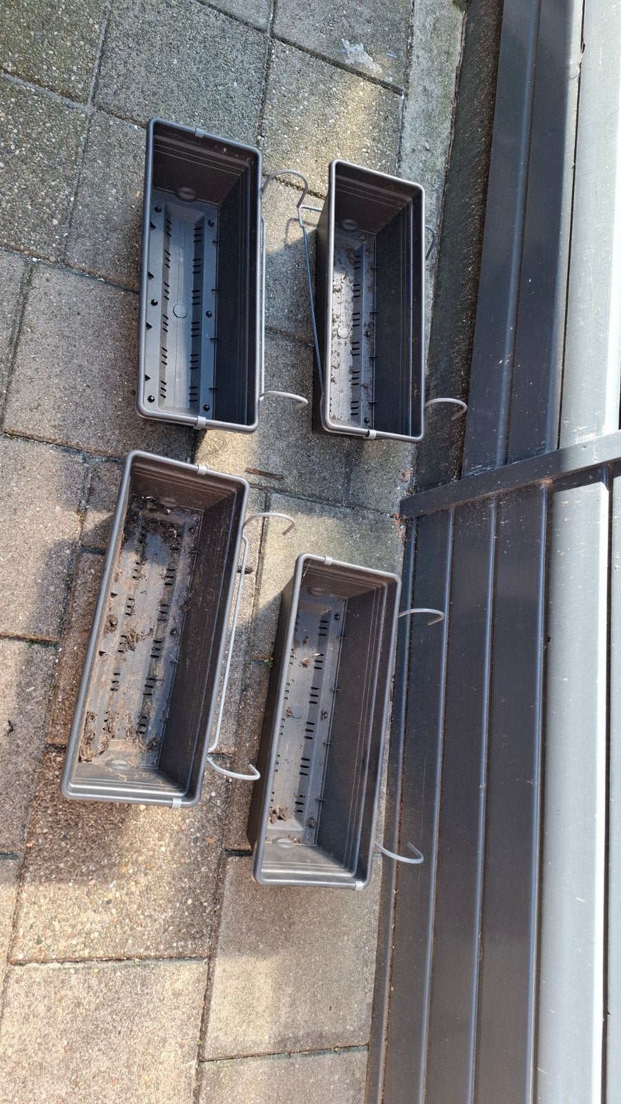 4 balkon bloembakken., Ophalen, Kunststof, Minder dan 30 cm, Balkon