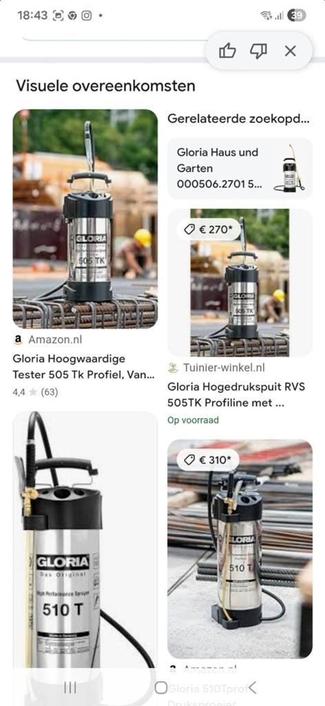 Gloria Hogedrukspuit 505 T - Professionele RVS Drukspuit, Ophalen of Verzenden, Gebruikt, Overige typen