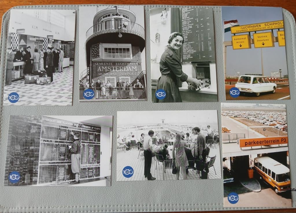10 ansichtkaarten Schiphol 100-jarig bestaan, Ophalen of Verzenden, Ongelopen, Noord-Holland