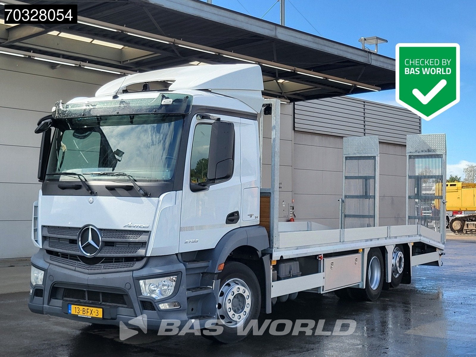 Mercedes Antos 2735 6X2 Machine transporter Oprijwagen Hydra, Auto's, Automaat, Euro 6, Stoelverwarming, Wit
