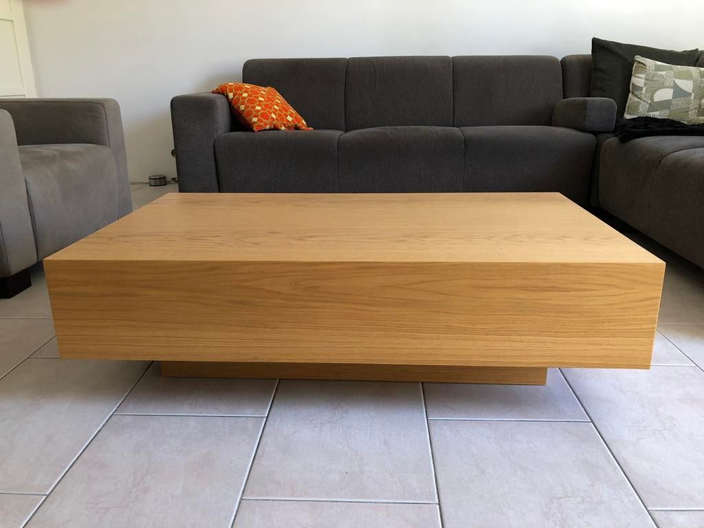 Salontafel, blank eiken 120x70x34 cm, Ophalen, 100 tot 150 cm, Eikenhout, 50 tot 100 cm