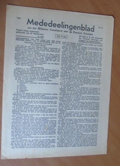 Mededeelingenblad militairen commissaris Groningen 1945 nr.5, Boeken, Tijdschriften en Kranten, Ophalen of Verzenden, Gelezen