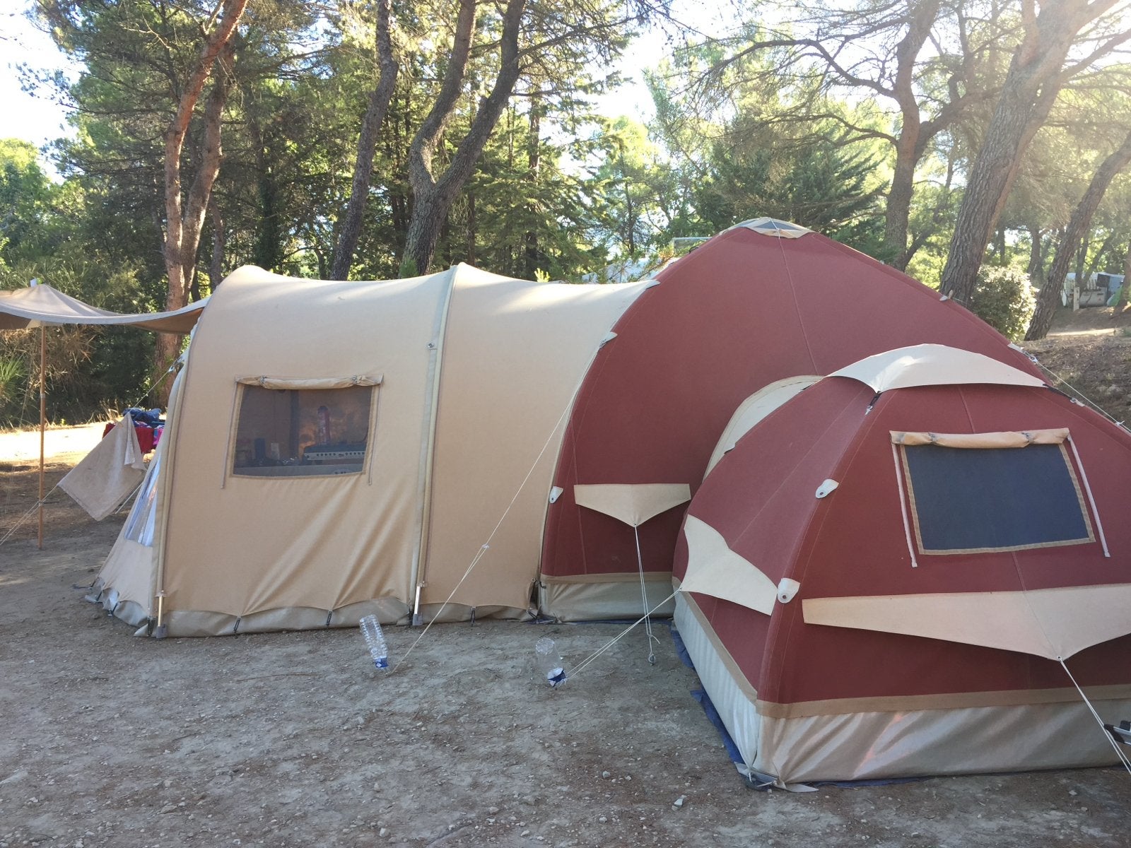 Karsten tent 3.50x3.50m met koppelstuk 2.2x2.2m, Ophalen, Gebruikt, Meer dan 6
