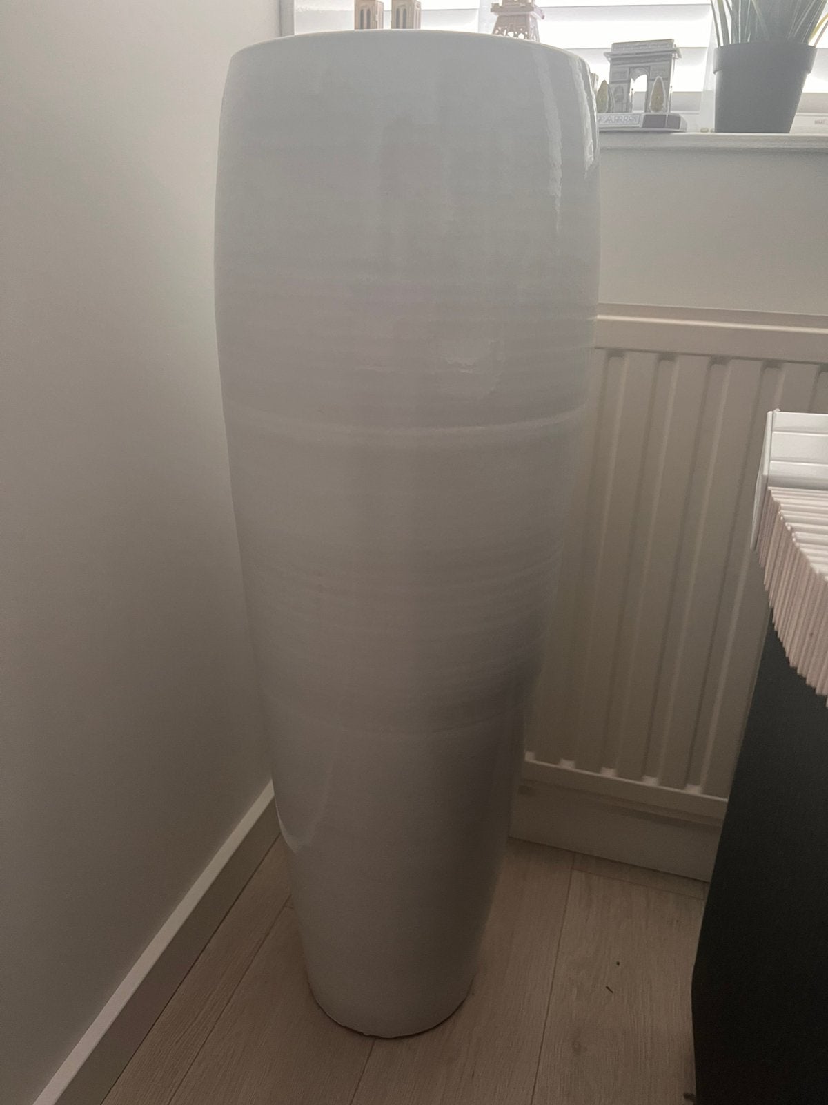 Hoge witte hoogglans witte vaas bloempot wit hoog decoratie, Ophalen, 90 cm, Wit, Zo goed als nieuw