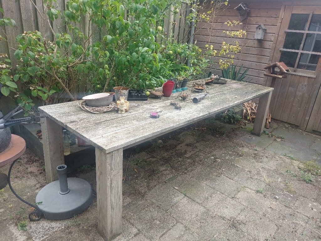 tuintafel 3 X 1 MTR van steigerhout, Tuin en Terras, Ophalen, Gebruikt, Rechthoekig, Hout