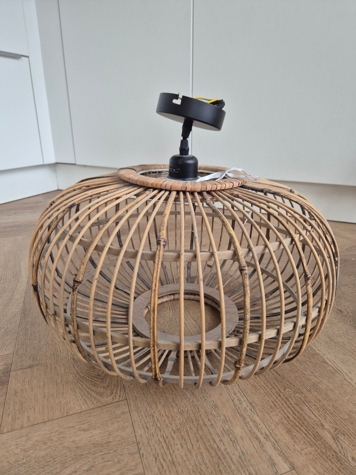 Rotan plafondlamp kwantum, Ophalen, Natuurlijk materiaal, Boho, Scandinavisch, Natuurlijk, E27 (groot)