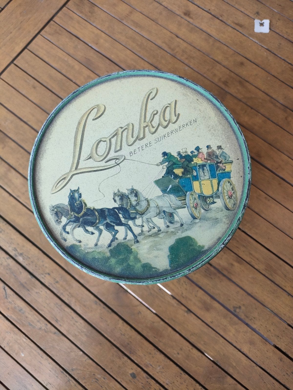 Antiek Lonka blik uit kruidenierswinkel, begin 1900, Ophalen of Verzenden