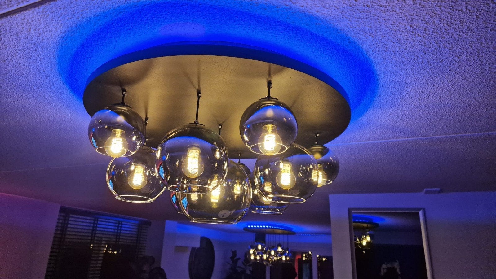 Moderne Plafondlamp met Rookglas Bollen, Modern, Zwart, Ophalen of Verzenden, Zo goed als nieuw