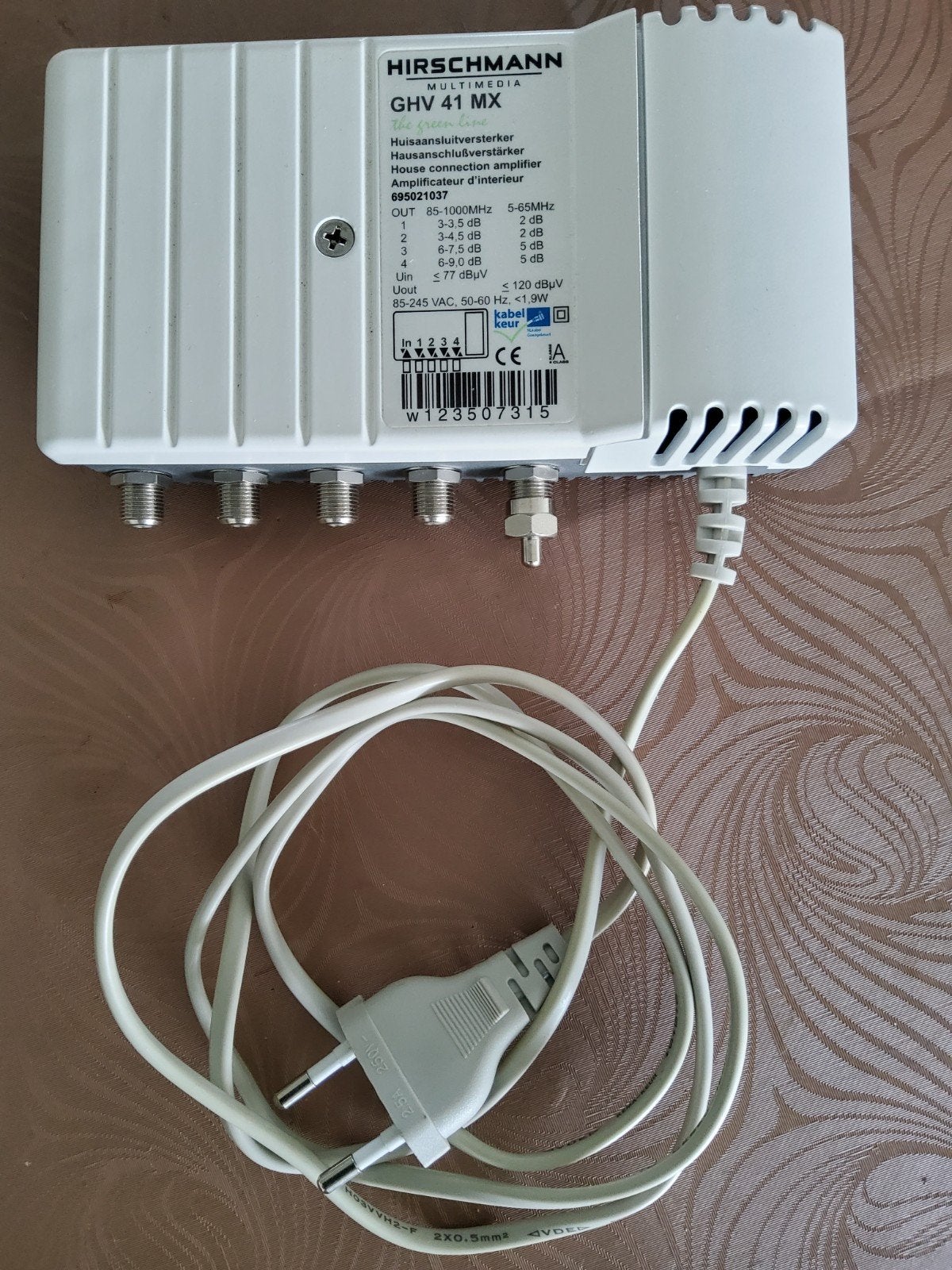Hirschmann Multimedia GHV 41 MX TVversterker, Coaxkabel etc., Ophalen of Verzenden, Zo goed als nieuw, 10 meter of meer, Coaxiale kabel